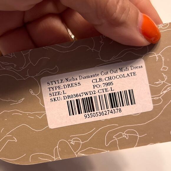 Meshki Nicha Diamante Cutout Maxi Dress in Chocolate NWT Large - Picture 7 of 9